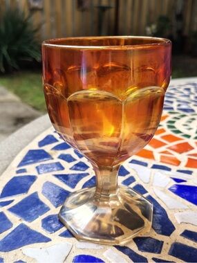 Vintage Carnival Marigold Glass Goblet